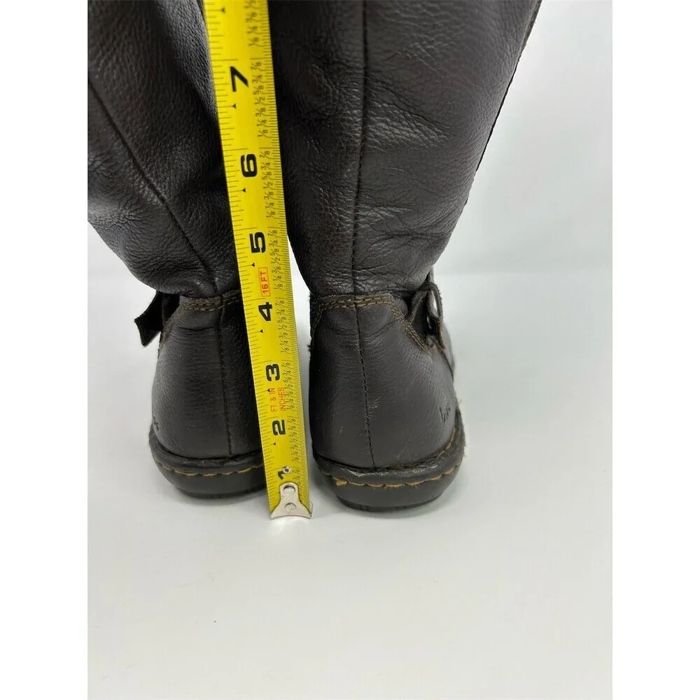 B.O.C. Brown Knee High Riding Boots Buckle Full Zip Round Toe Size 8 Wide Calf